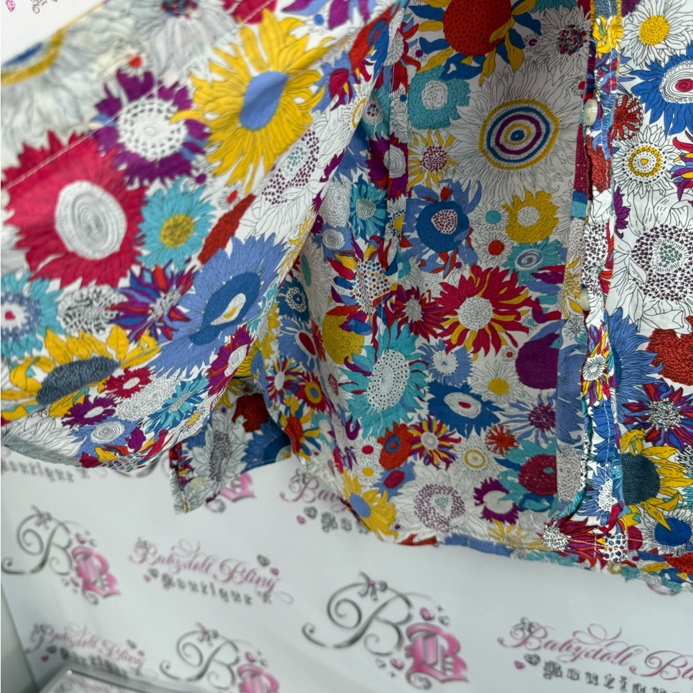 Liberty art fabrics button up long sleeve flowers Multicolor Floral  Shirt - Picture 4 of 15